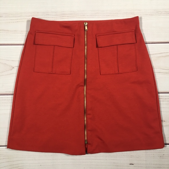 BANANA REPUBLIC Orange Zip Mini Skirt Size 2 - Picture 7 of 7